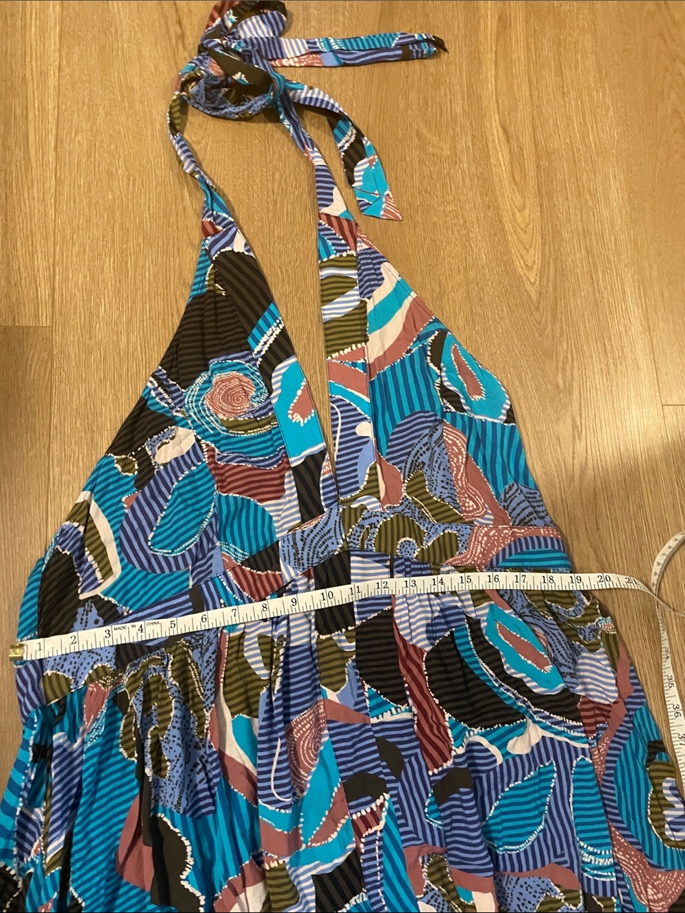 Anthropologie Blue Multi Halter Midi Dress XL - Picture 3 of 6